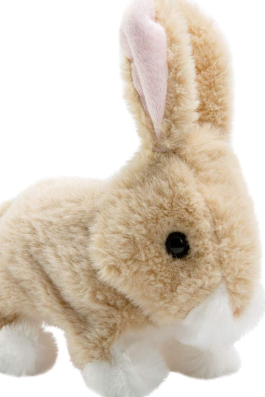 HollyHOME Plush Rabbit Easter Electronic Interactive Toy Jumping,Wiggle Ears,Mouth Moving Bunny Toy 7 Inches Tan Gifts for Kids