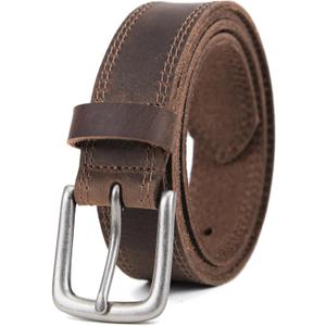 VATAN Men's Full Grain Leather Casual Every Day Jeans Belts, Handmade Men Leather Belt with Gift Box (36(Fits Waist 34"-35"), B-bourbon Brown (Double Stitch))