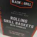 AVIEUS Grill Rolling Grill Basket | Rolling Grilling Baskets for Outdoor Grilling 2 Pcs | Barbecue Grill Set with BBQ Gloves | Portable Camping Net Rack Perfect for Vegetables, Seafood & Meat