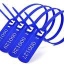 Heavy Duty Plastic Truck-Trailer Seals Numbered Security Tags Safety Ties Pull-Tight Pad-Locks Cable Pull Ties - Straps, Metal Insert Clip Lock, Length 400 mm 15.8" (Dark Blue, 100 PCS)