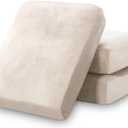 PrinceDeco Stretch Velvet Couch Cushion Covers for Individual Cushions Sofa Cushion Covers Seat Cushion Cover, Sofa Covers Washable, Cushion Sofa Covers for Sectional Couch - Ivory