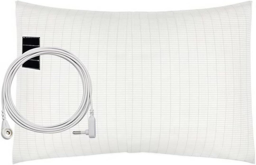 Grounding Pillowcase King Size with 10% Silver Fiber & Soft Cotton, Grounding Pillow Case with 15ft Grounding Cord, Grounding Pillow Cover for Better Sleep Improve Energy(White, 20x36in)