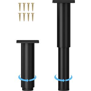 Metal Adjustable Furniture Legs 5.12-9.45 inch, Wlrrcwdttc Sofa Legs Cabinet Legs Adjustable Height Replacement Support Legs for Bed/Couch/Dresser/Chair/Coffee Table, Legs for Furniture Set of 2-Black