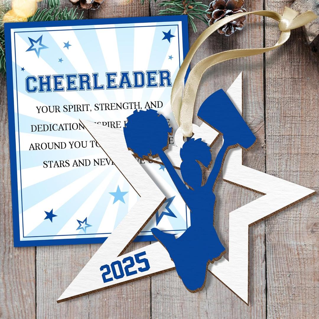 5 x MAPDTWO Cheerleader Ornament - Cheerleader Gifts - Senior Night Cheerleaders Gifts - Cheerleading Ornaments for Girls Teens, Cheerleaders Captain Team - 2 Layered Wood Christmas Ornament 2025