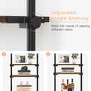 ALLZONE Adjustable Tall Narrow Bookshelf, 4-Tier Floor-to-Ceiling Tension Mount Ladder Book Shelf with Storage for Versatile Uses, Fits 64-113 Inch Ceilings, 20.28-Inch Wide Wood Shelves, Rustic Brown