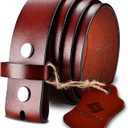 HJones Western Belts for Men without Buckle,Cowboy Belt Buckles for Men,1.5" Wide Genuine Leather Belt No Buckle (34, Brown)