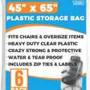 Storage Standard Large Clear Plastic Bags for Storage 6-Pack - Waterproof Extra Large Plastic Bags with Zip Ties, Heavy-Duty Cover for Rugs, Patio Cushions, Dcor & Oversized Items - 45 x 65 Inches