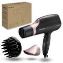 Panasonic Nanoe Salon Hair Dryer, Oscillating QuickDry Nozzle, Blow Dryer with Diffuser, Concentrator Attachments, 3 Speed Heat Settings for Styling and Healthy Hair - EH-ANA6HN (Black/ Pink Gold)