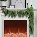 2 Pcs Christmas Norfolk Pine Garlands, 4.9 Ft Single Fork Norfolk Pine Realistic Touch Garland, Artificial Pines Greenery Garland for Christmas Table Fireplace Wall Home Decoration