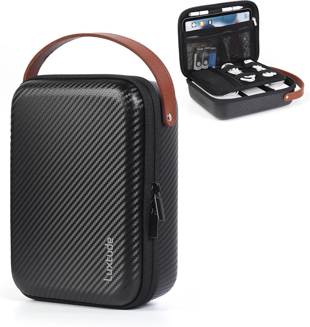 Luxtude Electronics Organizer Travel Case for Chargers and Cords, Hard Case for Electronics, Portable Tech Bag, Travel Essentials for Chargers/Mouse/USB Drives/SD Cards, Tech Gifts