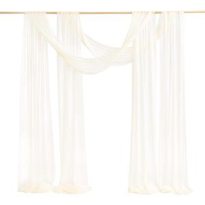 Ling's Moment Wedding Arch Draping Fabric 2 Panels 32Ft x 30" Wrinkle-Free Wedding Arch Drapes Chiffon Fabric, Ivory Curtain for Wedding Ceremony Reception Background Party Home Garden Decorations