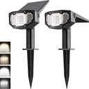 EverBrite 30 LED Solar Landscape Spotlights - Outdoor, IP67 Waterproof - 2-in-1 Solar Lights, 4 Modes Decorative Path Lights for Yard, Porch & Driveway - 2 Pack
