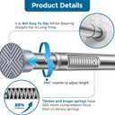 AIZESI Silver Tension Rods, 24-46 Inch, 2 Pack, Stainless Steel, Tension Mounted, Window Treatment