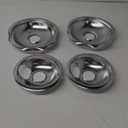 4 Pack Chrome Drip Pans, Compatible with Whirpool Kenmore Frigirate Stove Top Drip Bowls. Include 2 Pcs 6'' Range Replacement Drip Pans and 2 Pcs 8 '' Cooktop Drip Pans (Frigidaire, Silver)