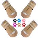 QUMY 4PCS Dog Boots for Large Dogs, Medium Dog Shoes & Paw Protectors for Hot Pavement, Summer Heat Protection, Mesh Breathable Nonslip Dog Booties for Hardfloors, Walking Running Hiking Khaki Size 5