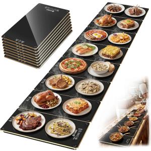 Electric Warming Tray for Buffet Party - 8 Panels Electric Glass Top Heating Plate, 8 Level Temp Control Easy Clean Surface Overheat Protection and Timer: for Busy Hosts Party Dinners and Holiday Meal