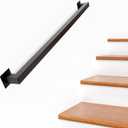 4FT Stair Railing Indoor, Matte Black Square Tube Handrail, 500lbs Load Capacity, Wall Mounted Stair Railing, Industrial Non-Slip Hand Rails for Indoor Stairs, Bathroom, Loft, Elderly & Kids