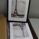 upsimples 11x14 Picture Frame Set of 3, Made of High Definition Glass for 8x10 with Mat or 11x14 Without Mat, Wall and Tabletop Display Photo Frames, Black