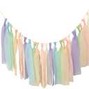 Pastel Chiffon Tassel Garland Wall Hanging Decor for Girls Bedroom Wall Classroom Nursery Party Kids Room Birthday Baby Shower Decor
