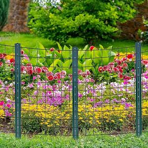 (4 Sizes: 4-5-6-7 Feet) LADECH 6 Feet Sturdy Duty Metal Fence Post with 40 Zip Ties & 25 Post Clips– Garden U Posts for Fencing (6 Feet - Light - Set 10)