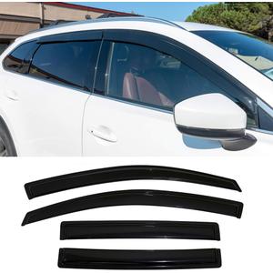 Side Window Wind Visor Vent Deflector fit for 2016-2021 Mazda CX9,4pcs Outside Mount Tape On Sun Rain Guards Set CX-9 MA38