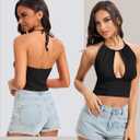 Summer Tops for Women Y2k Crop Halter Tank Top Going Out Trendy Cami Sexy Open Back Ribbed Knit Club Outfits (Black, XL)