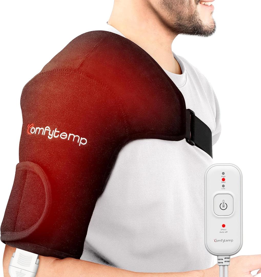 Comfytemp Shoulder Heating Pad for Rotator Cuff, Heated Shoulder Wrap for Frozen Shoulder Heated Brace, Birthday Gifts for Mom Women, 3 Heat Settings, 2H Auto-Off (S/M)