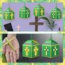Simgoing 12 Sets Palm Sunday Crafts with LED Candles Easter Religious Palm Leaf Cross Tissue Paper Lanterns Craft Kits Sunday School Religious Holy Week Hanging for Easter Party Activities
