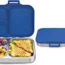 Stainless Steel Bento Box Kids, Leak Proof Metal Bento Lunch Box,3 Compartments 304 Stainless Steel Bento Lunch Containers for School and Office, BPA-Free(Blue)