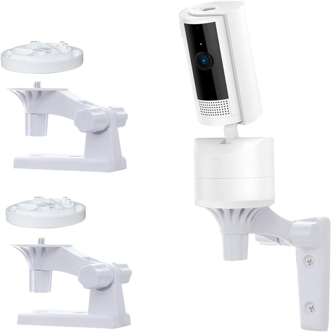 Wall Mount Only Compatible with Ring Pan-Tilt Indoor Cam (2024 Release), 180°Adjustable Camera Mounting Bracket for Indoor/ Outdoor to Get The Best View, Replacement for The Fixed Original Stand, 2 Pack