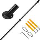 47" Flag Pole Kit for Storefront, Stainless Steel Tangle Free Flag Pole with Wall Mount Bracket, Heavy Duty Outdoor Banner Pole for Business, Shop & Commercial Display (Black)