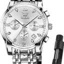 OLEVS Mens Watches Waterproof Stainless Steel Adjustable Bracelet Watch Quartz Analog Watch for Men Fashion Business Classic Mens's Wrist watch's Casual Watches Gold/Blue/Black/White/Face/Dial