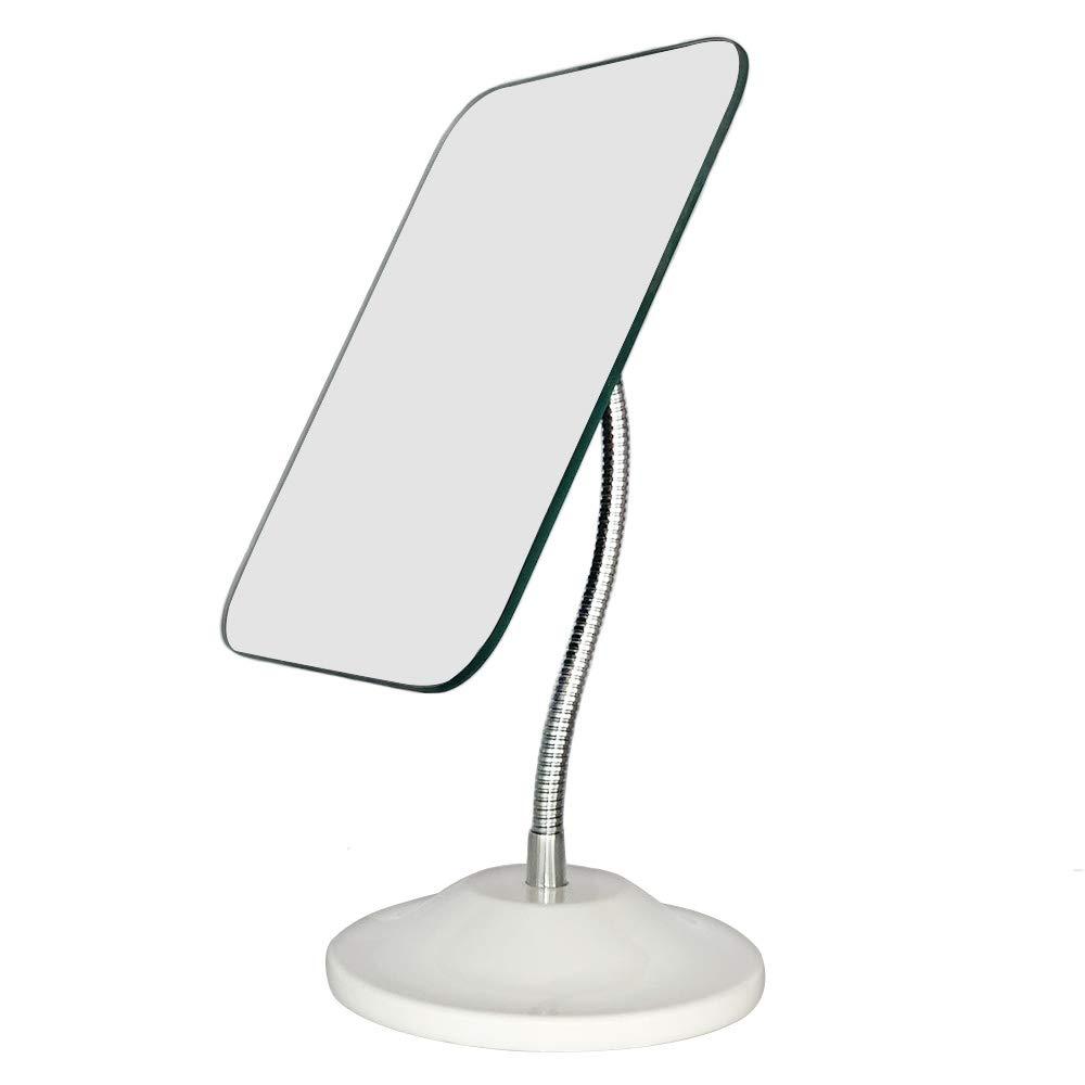 YEAKE Adjustable Flexible Gooseneck Makeup Mirror,360°Rotation Folding Portable Desk Vanity Mirror with Stand Shower Shaving Cosmetic Mirror Square Large
