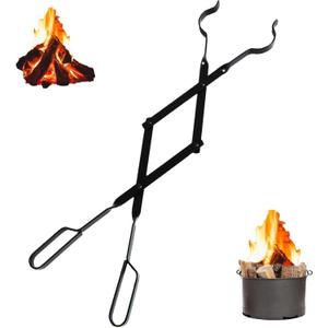 Heavy Duty 26'' Fire Pit Firewood Tongs, Portable Log Grabbers, for Fire Pits, Campfires, Wood Stoves, Camping, Bonfires, Indoor/Outdoor Fireplace Tool (Black)