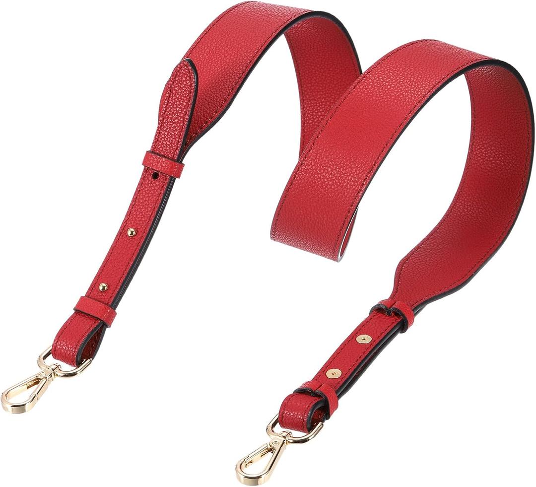 uxcell Leather Purse Strap, Adjustable Crossbody Replacement Straps for Handbags, Shoulder Bag (Bright Red, Gold Clasp)