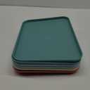 KEILEOHO 6 PCS 31 x 22cm Plastic Colourful Fast Food Serving Trays, 6 Color Rectangular Serving Lap Tray, 12 Inch Coloured Cafeteria Serving Tray for Food Serving Home Hotel Restaurant, 6 Colors