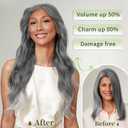 KooKaStyle Invisible Wire Hair Extensions with Transparent Headband Adjustable Size 4 Secure Clips Long Wavy Secret Wire Hairpiece 20 Inch Grey/Sliver Mixed for Women