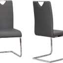 Sunset Trading Doral Faux Leather Upholstered Dining Chairs | S-Shaped Polished Chrome Cantilever Base | Charcoal Gray Padded Seats & High Backs | Set of 2 | Contemporary, Modern Kitchen Sidechairs