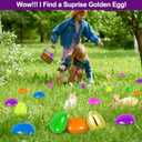 TURNMEON 1 Golden Egg 24 Pack Prefilled Easter Eggs with 24 LED Rings, Easter Basket Essential Glow in Dark Egg Hunt Supplies, Kids Party Favors for Ages 4-12, Holiday Gifts & Festive Toys