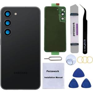 Rear Back Glass Replacement for Samsung Galaxy S23 with Reparing Toolkit and Manual (Phantom Black)