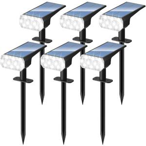 DINGLILIGHTING Solar Lights Outdoor Waterproof: IP65 Led Spot Light Decorations for Garden - 3 Lighting Modes Solar Powered for Yard - Halloween Christmas Lights Landscape Pathway Patios 6PC White