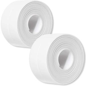 2 Pack Caulk Strip, 1.5" x 10.5Ft PVC Self Adhesive Caulk Tape, Sealing Waterproof Silicone Tape for Bathroom Bathtub Kitchen Toilet Wall Windows