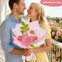 Crochet Flower Bouquet, Handmade Crochet Flowers Bouquet for Anniversary, Mother's Day, Valentine's Day, Graduation, Christmas, Birthday Gift for Women Wife Lover (Include Card) Pink