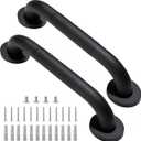 Shower Grab Bar, 2 Pack 12 Inch Black Bathroom Grab Bar, 1.25" Diameter 304 Stainless Steel Anti-Slip Grab Bars for Bathtubs and Showers, Handicap Shower Grab Bar for Seniors Elderly