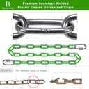2Pcs 40" Heavy Duty Hanging Chains with Carabiners 1000 LBs Capacity Swing Extension Chain with Hooks Hammock Chains Green Coated Chain for Hanging Chair, Punching Bags, Swing Chair, Egg Chairs