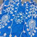 Womens Floral Print Henley Shirts V Neck Short Sleeve Casual Summer Tunic Tops Button Down Loose Fit Blouse (Medium, Blue)
