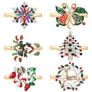 6 PCS Christmas Hair Clips for Women Sparkly Rhinestone Reindeer Wreath Bell Hairpins Xmas Themed Festive Party Hair Accessory Gifts (Christmas)
