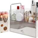 DASITON Makeup Organizer with Drawer for Vanity, Large Skincare Organizers and Storage Box, Cosmetic Display Case for Dresser, Bathroom Countertop, Easy to Store Cosmetics Beauty Products (Cream 01)