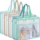 Qozary 5 Pcs Sew Project Bags for Quilting-A3 Sewing Craft Organizer Storage with Full-Zip & Handle, Needlepoint Project Bag for Embroidery, Knitting, Stitching, Cross Stitch and Crochet, Artworks