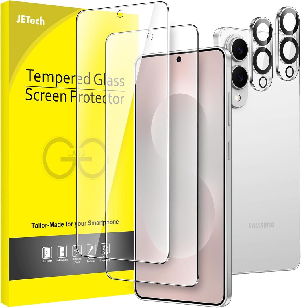 JETech Screen Protector for Samsung Galaxy S25 Edge with Camera Lens Protector, Tempered Glass Film, Fingerprint ID Compatible, HD Clear, 2-Pack Each